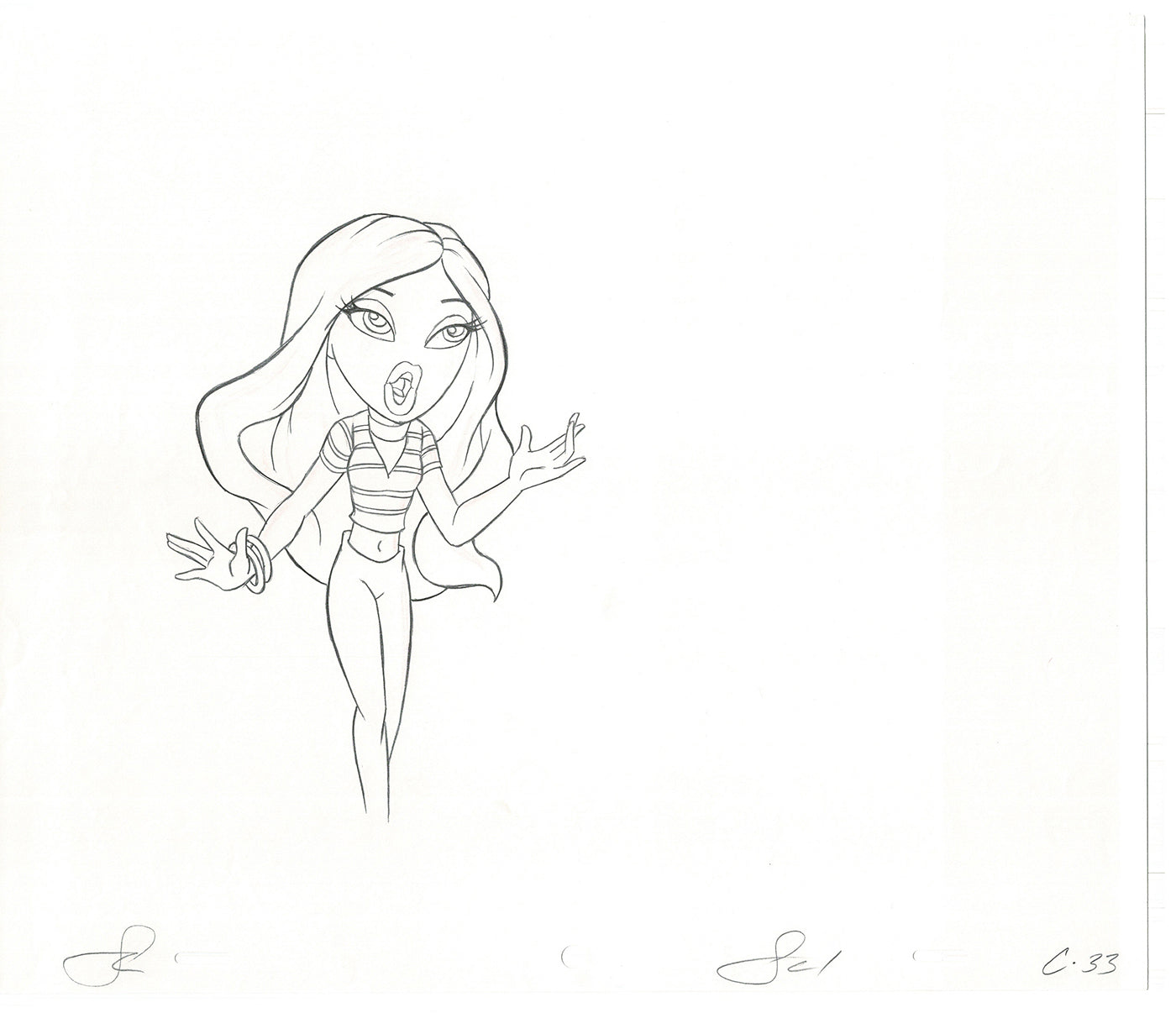 BRATZ Cloe Twister Commercial Production Animation Cel Drawing 2005 G-022