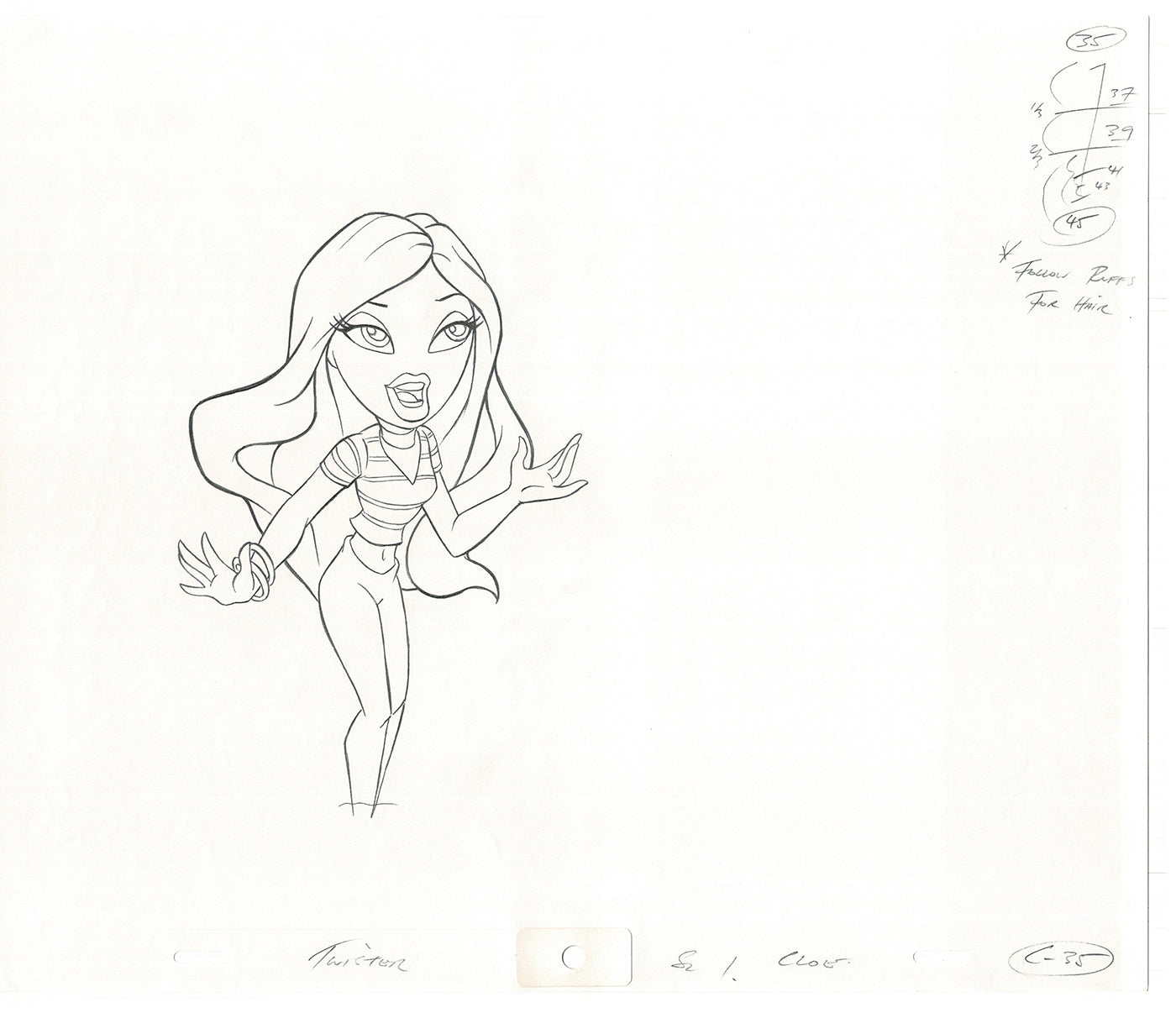 BRATZ Cloe Twister Commercial Production Animation Cel Drawing 2005 G-023