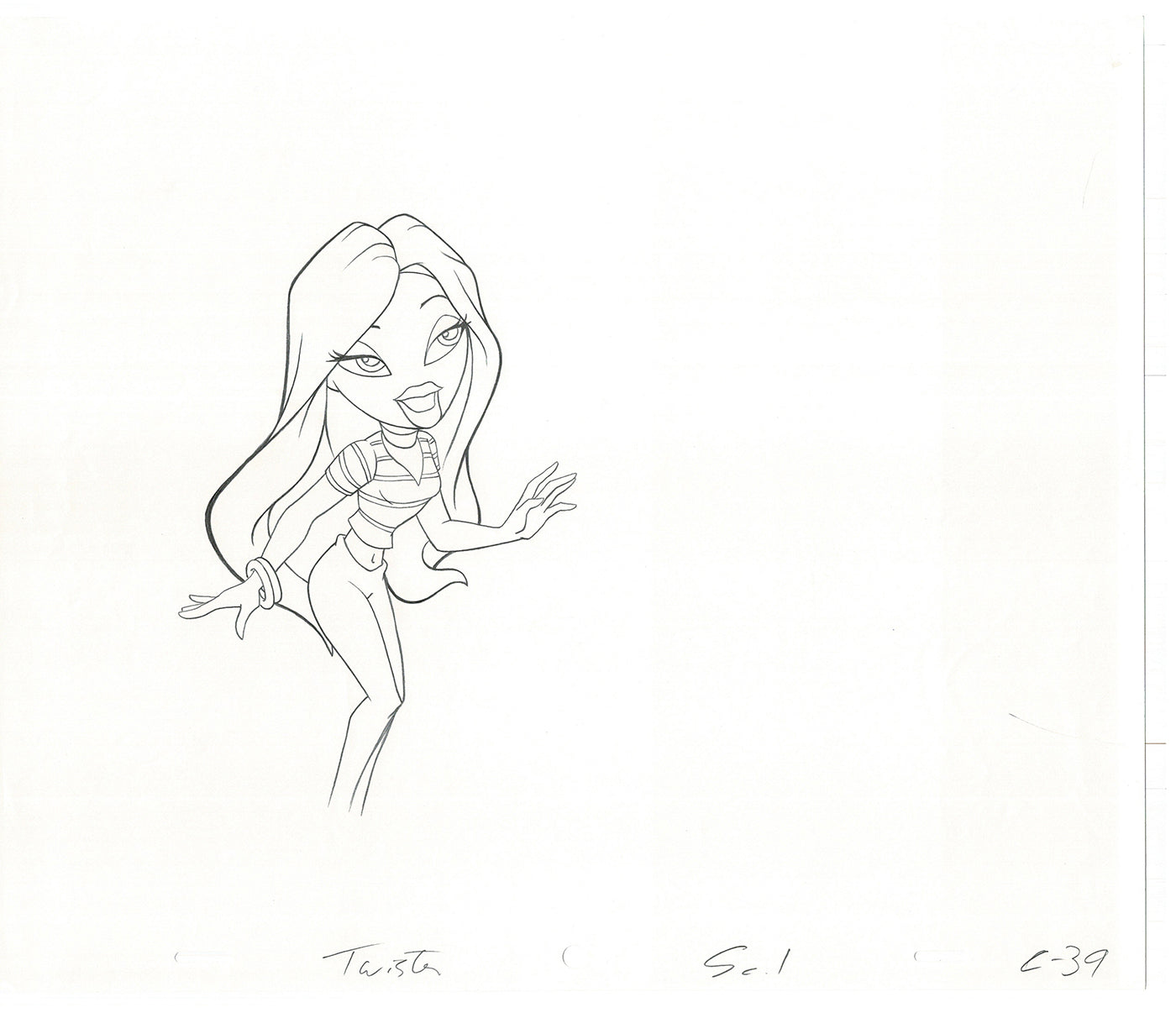 BRATZ Cloe Twister Commercial Production Animation Cel Drawing 2005 G-025