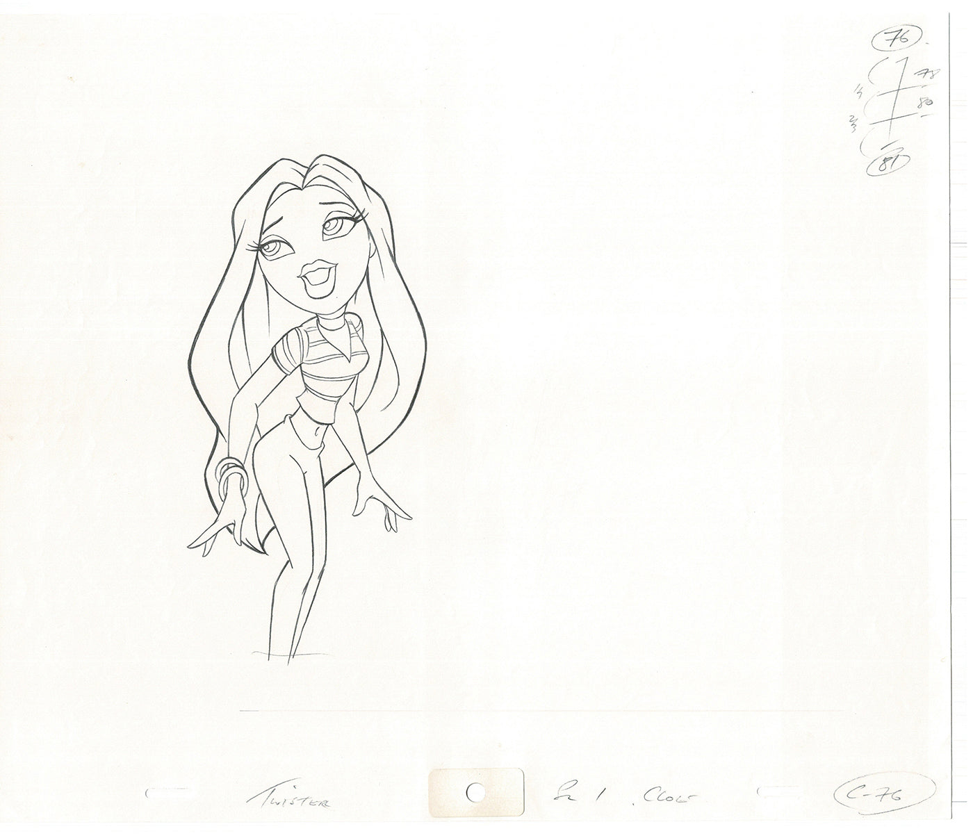 BRATZ Cloe Twister Commercial Production Animation Cel Drawing 2005 G-044