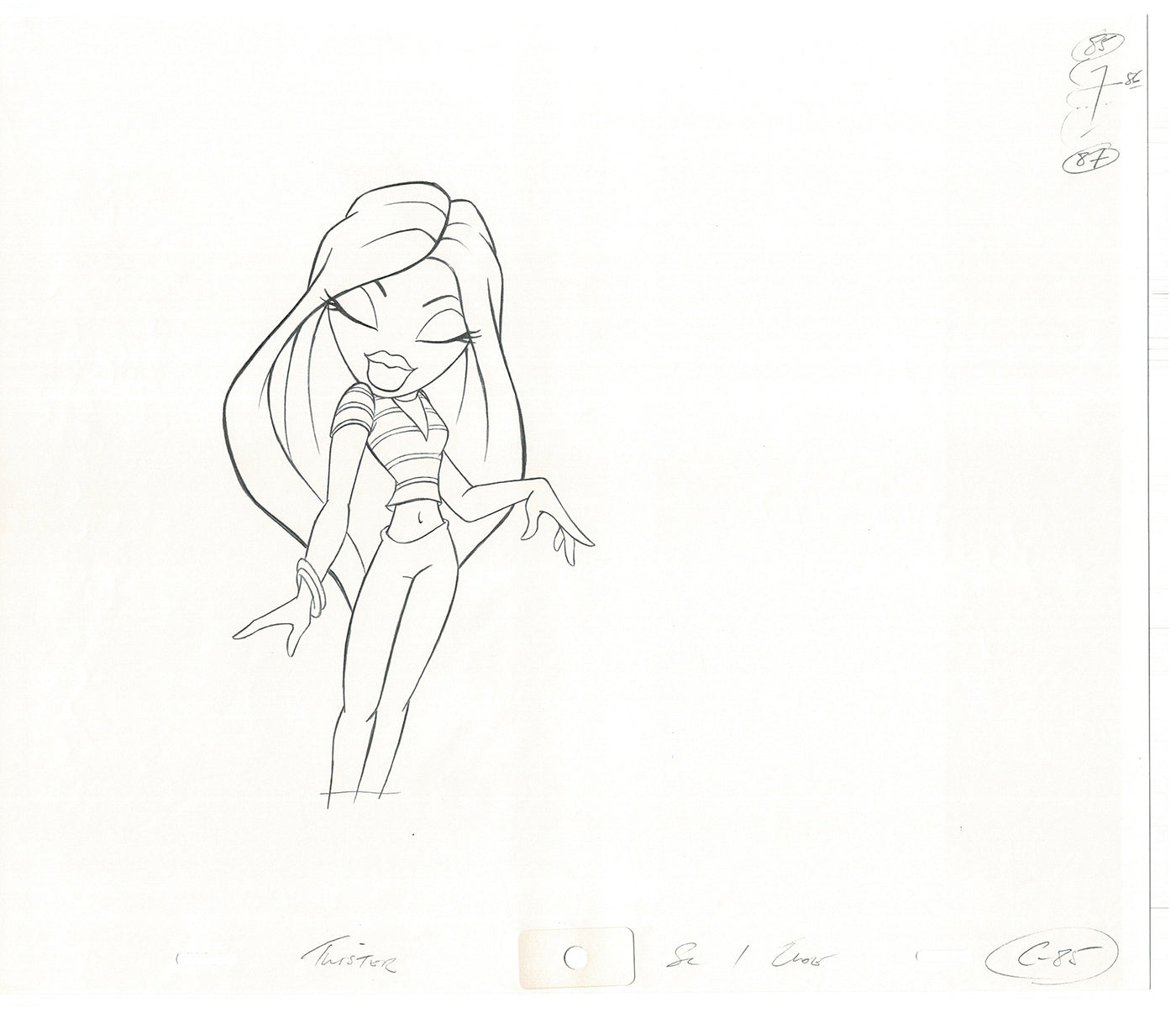 BRATZ Cloe Twister Commercial Production Animation Cel Drawing 2005 G-049