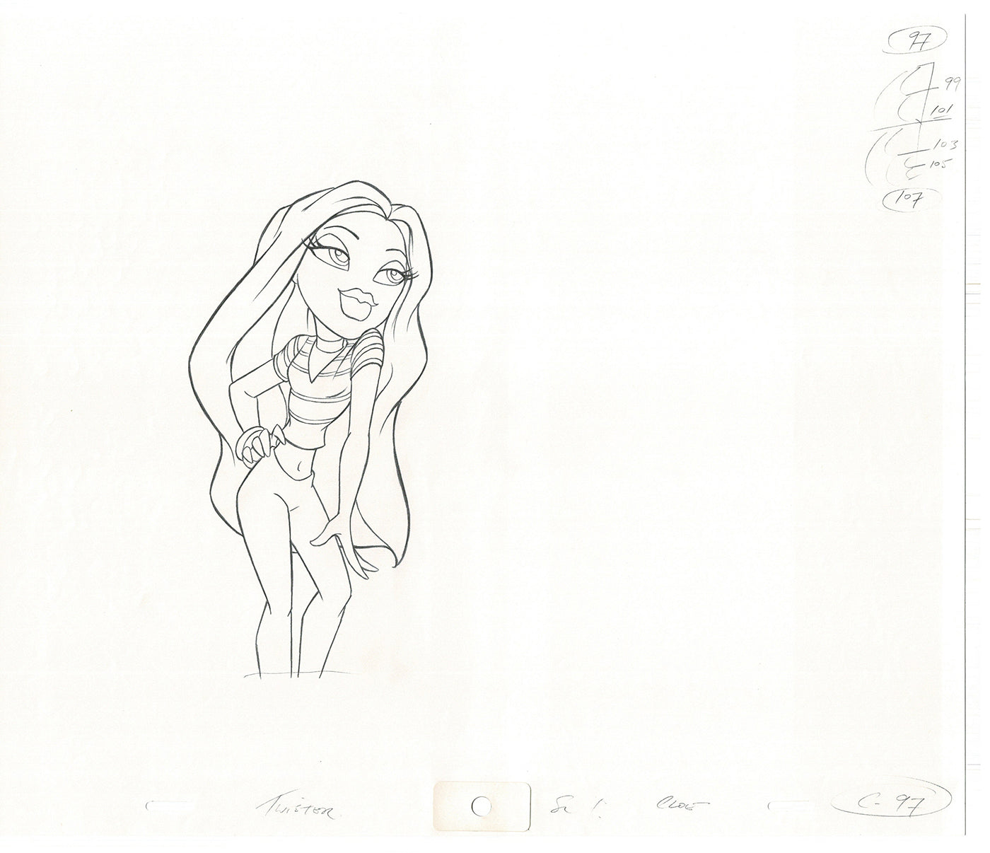 BRATZ Cloe Twister Commercial Production Animation Cel Drawing 2005 G-057