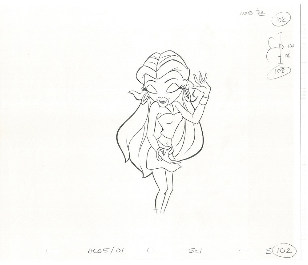 BRATZ Sasha Twister Commercial Production Animation Cel Drawing 2005 H-010