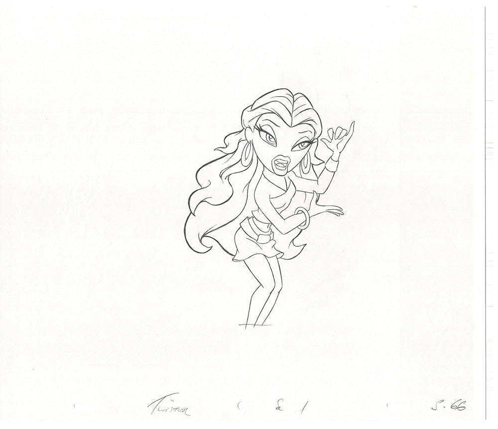 BRATZ Sasha Twister Commercial Production Animation Cel Drawing 2005 H-029
