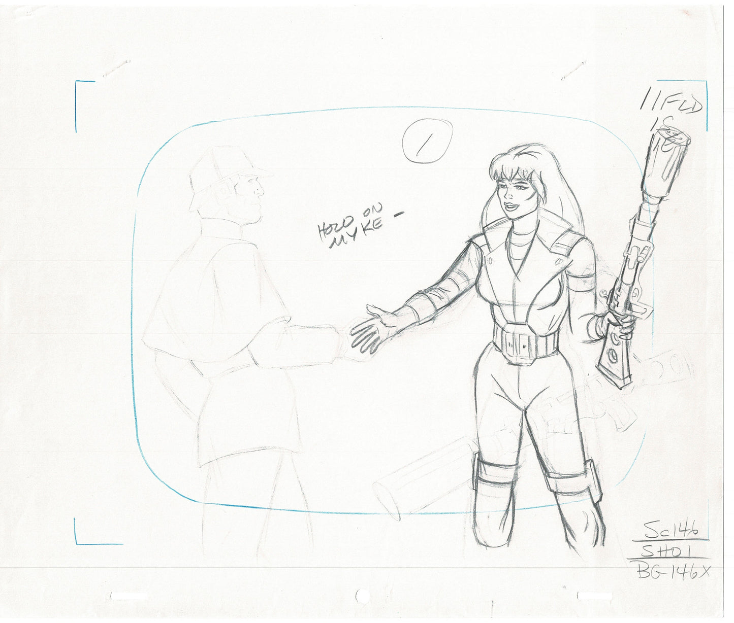 LOT OF 2 Sherlock Holmes Bravestarr Animation Cel Drawing Filmation 1988 sh279-0