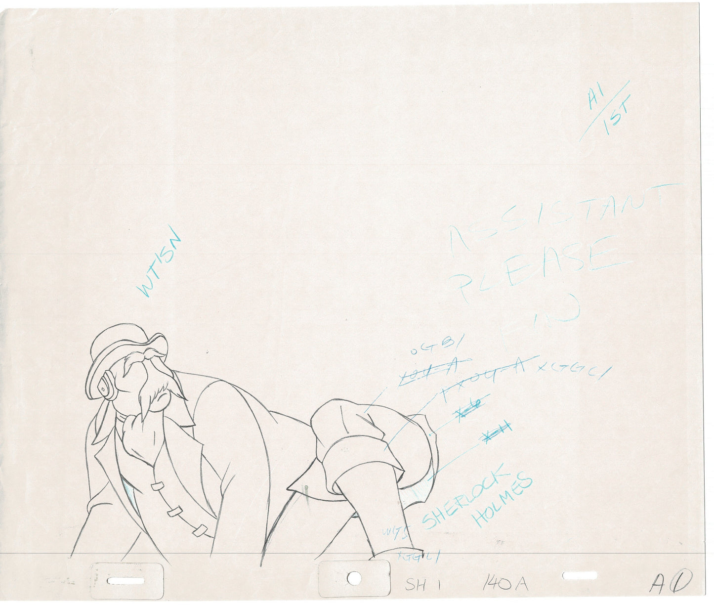 LOT OF 2 Sherlock Holmes Bravestarr Animation Cel Drawing Filmation 1988 sh289-0