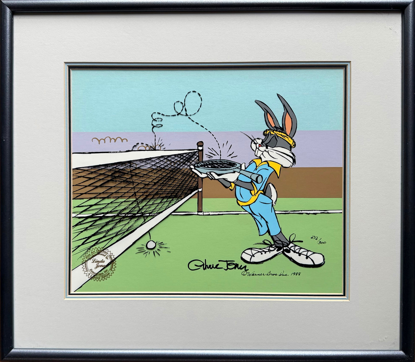 Bugs Bunny Tennis Chuck Jones SIGNED Limited Edition Cel of 300 Looney Tunes Warner Brothers 1988 Framed AT