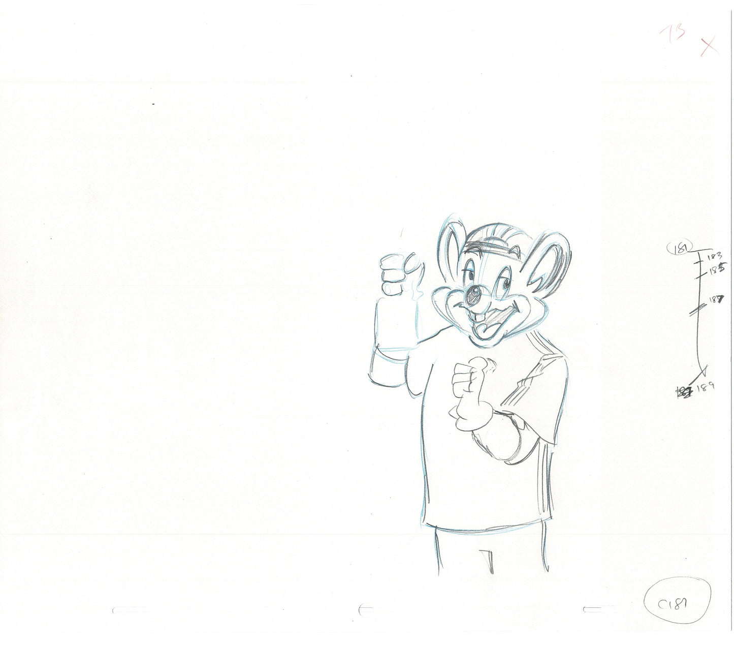 Chuck E Cheese Pizza Commercial Production Animation Cel Drawing 2005 ER046