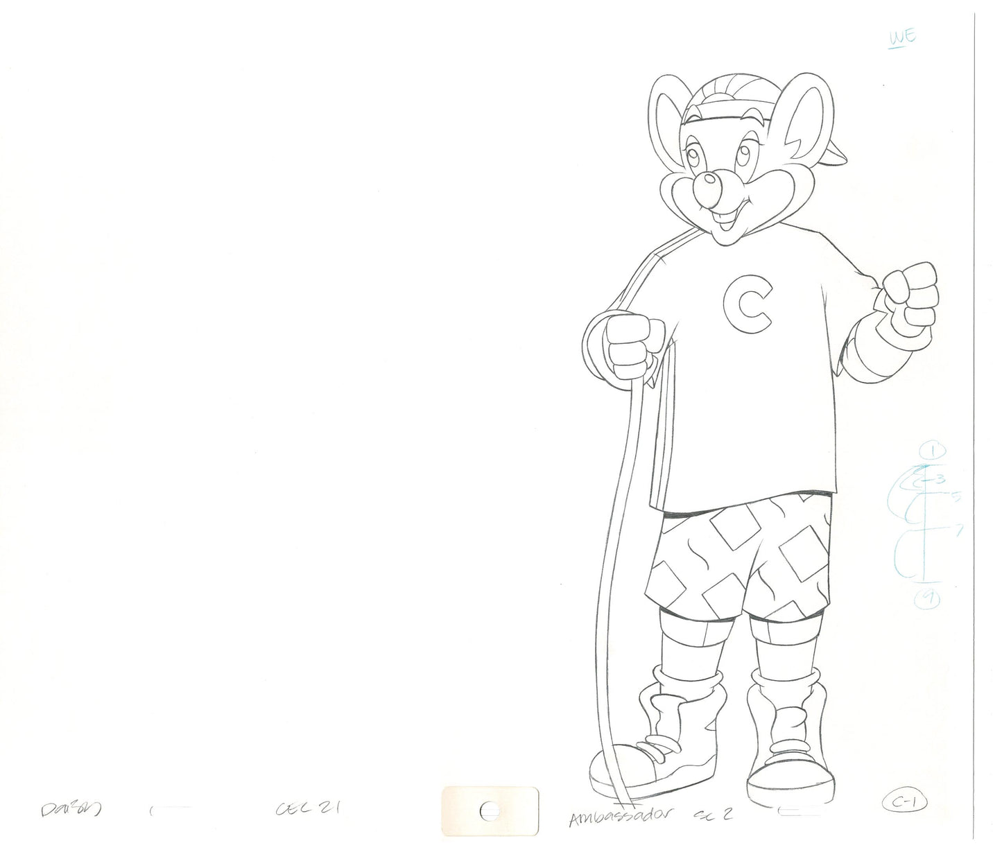 Chuck E Cheese Pizza Commercial Production Animation Cel Drawing 2005 AMC-01