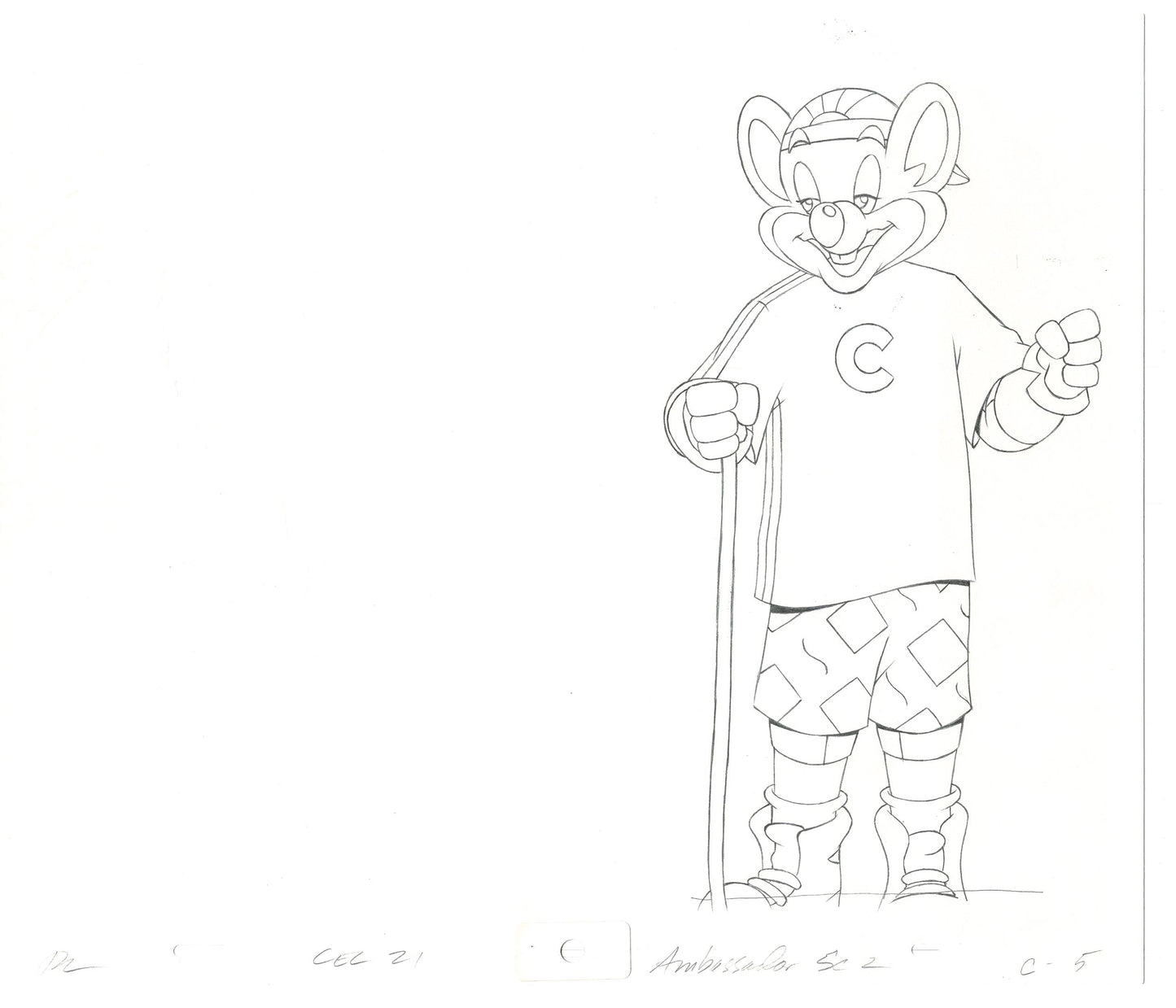 Chuck E Cheese Pizza Commercial Production Animation Cel Drawing 2005 AMC-03