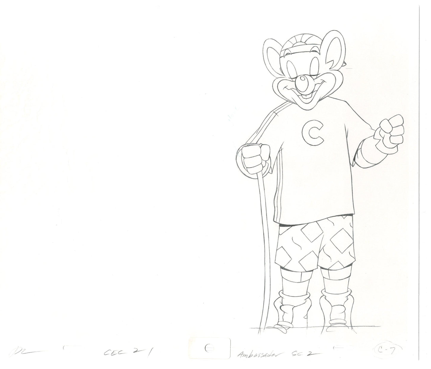 Chuck E Cheese Pizza Commercial Production Animation Cel Drawing 2005 AMC-04