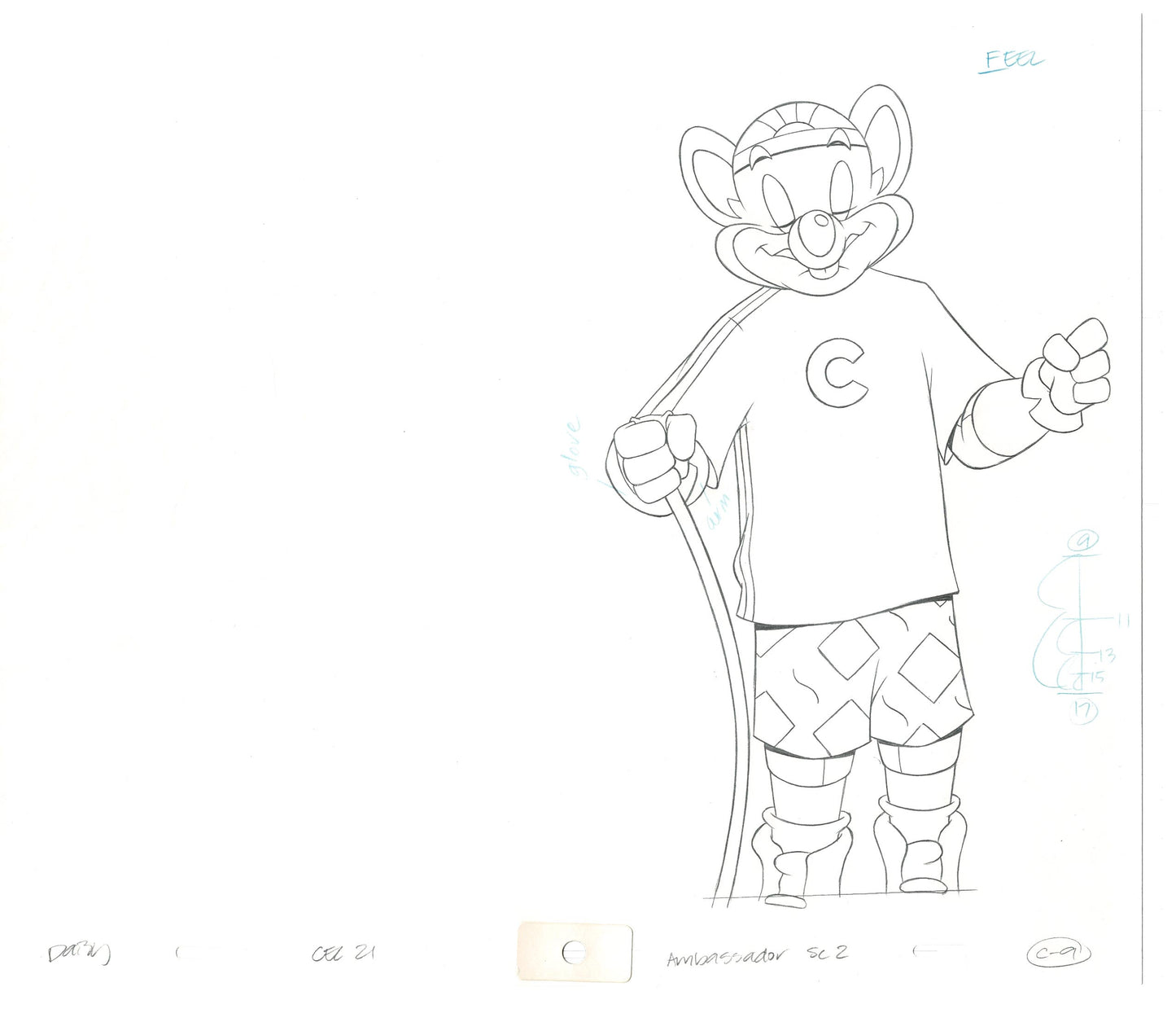 Chuck E Cheese Pizza Commercial Production Animation Cel Drawing 2005 AMC-05