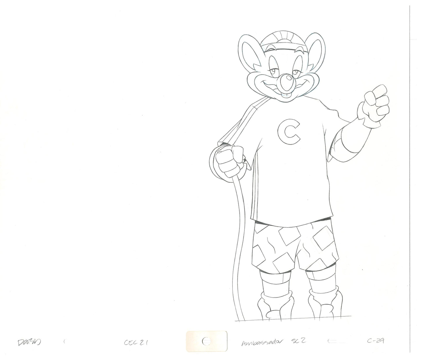 Chuck E Cheese Pizza Commercial Production Animation Cel Drawing 2005 AMC-15