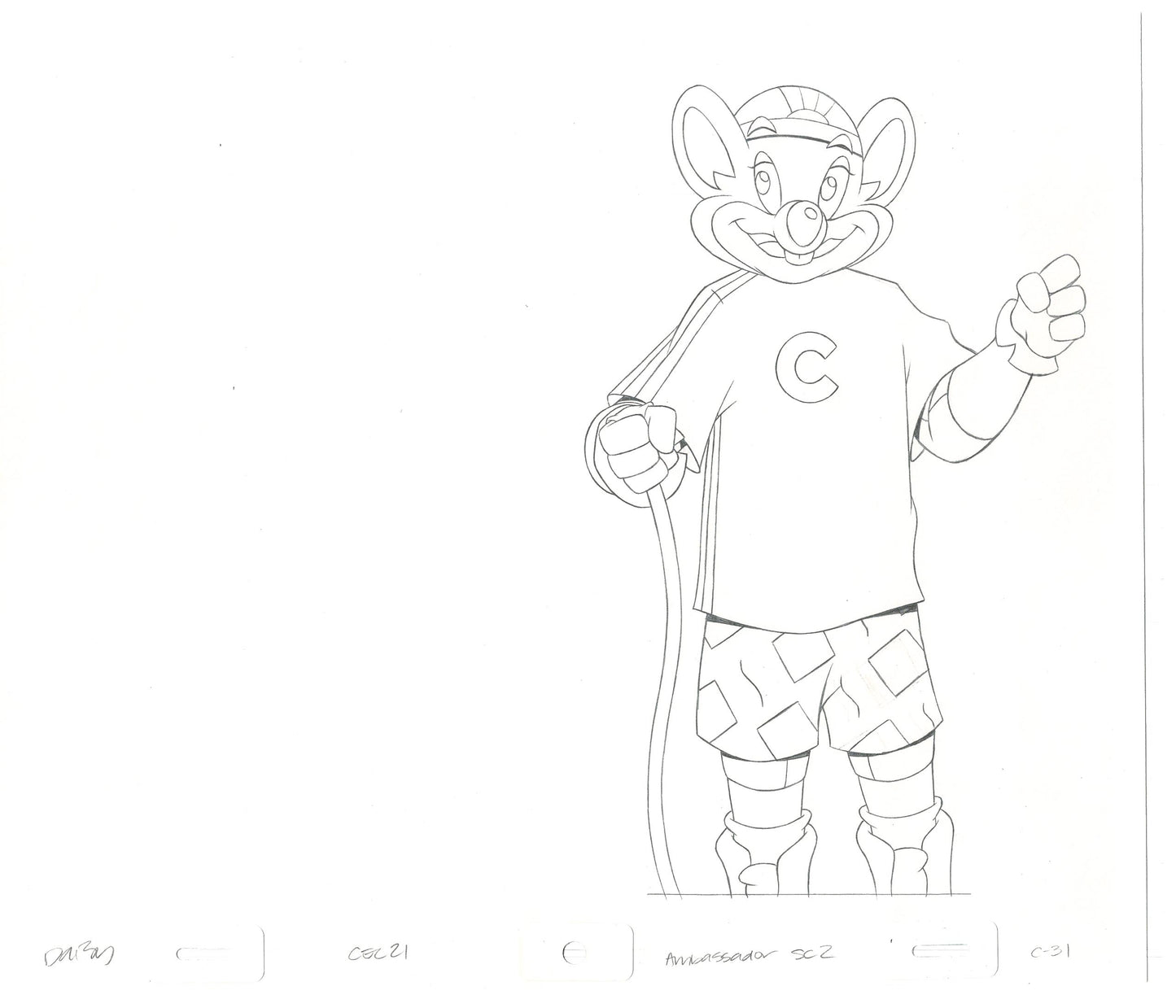 Chuck E Cheese Pizza Commercial Production Animation Cel Drawing 2005 AMC-16