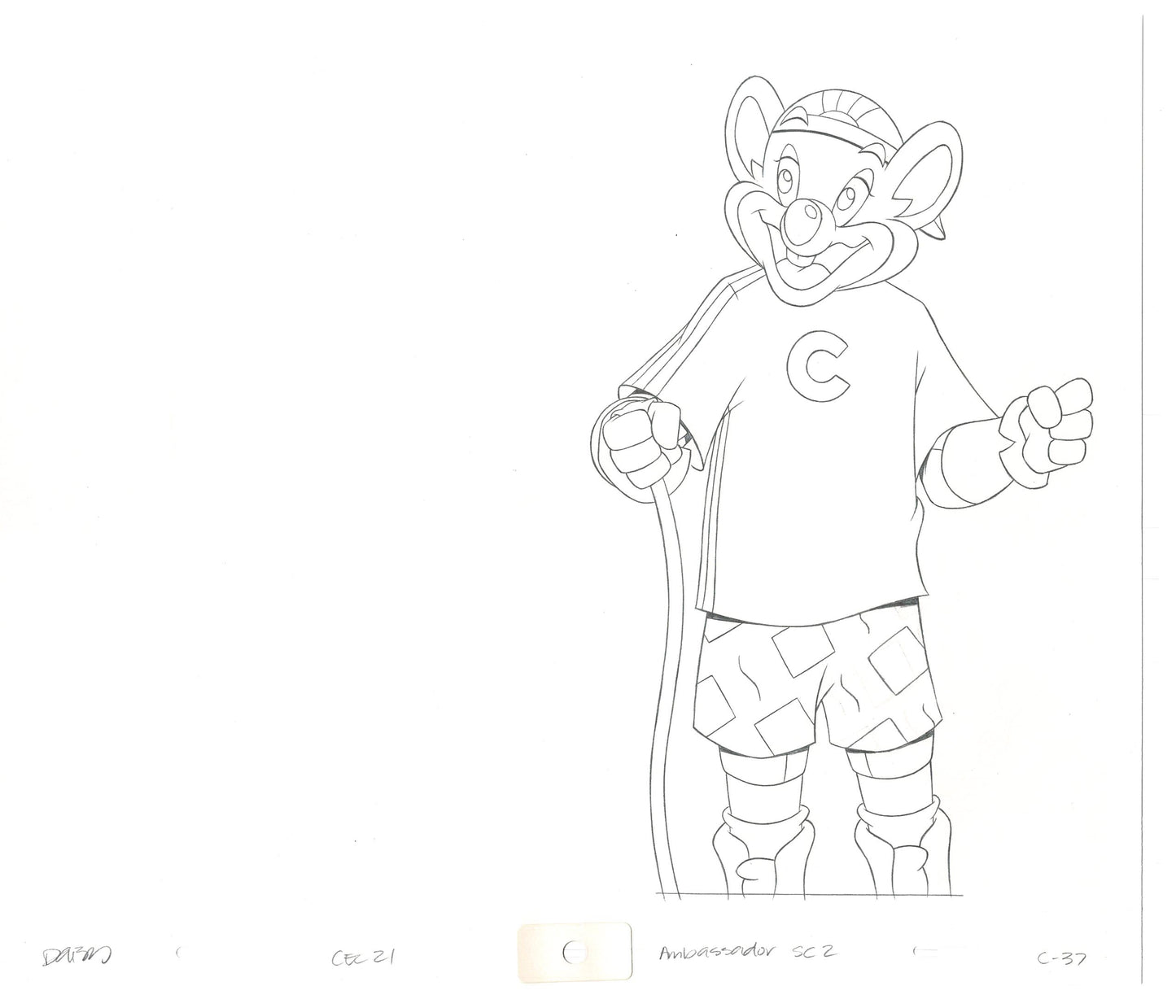 Chuck E Cheese Pizza Commercial Production Animation Cel Drawing 2005 AMC-19