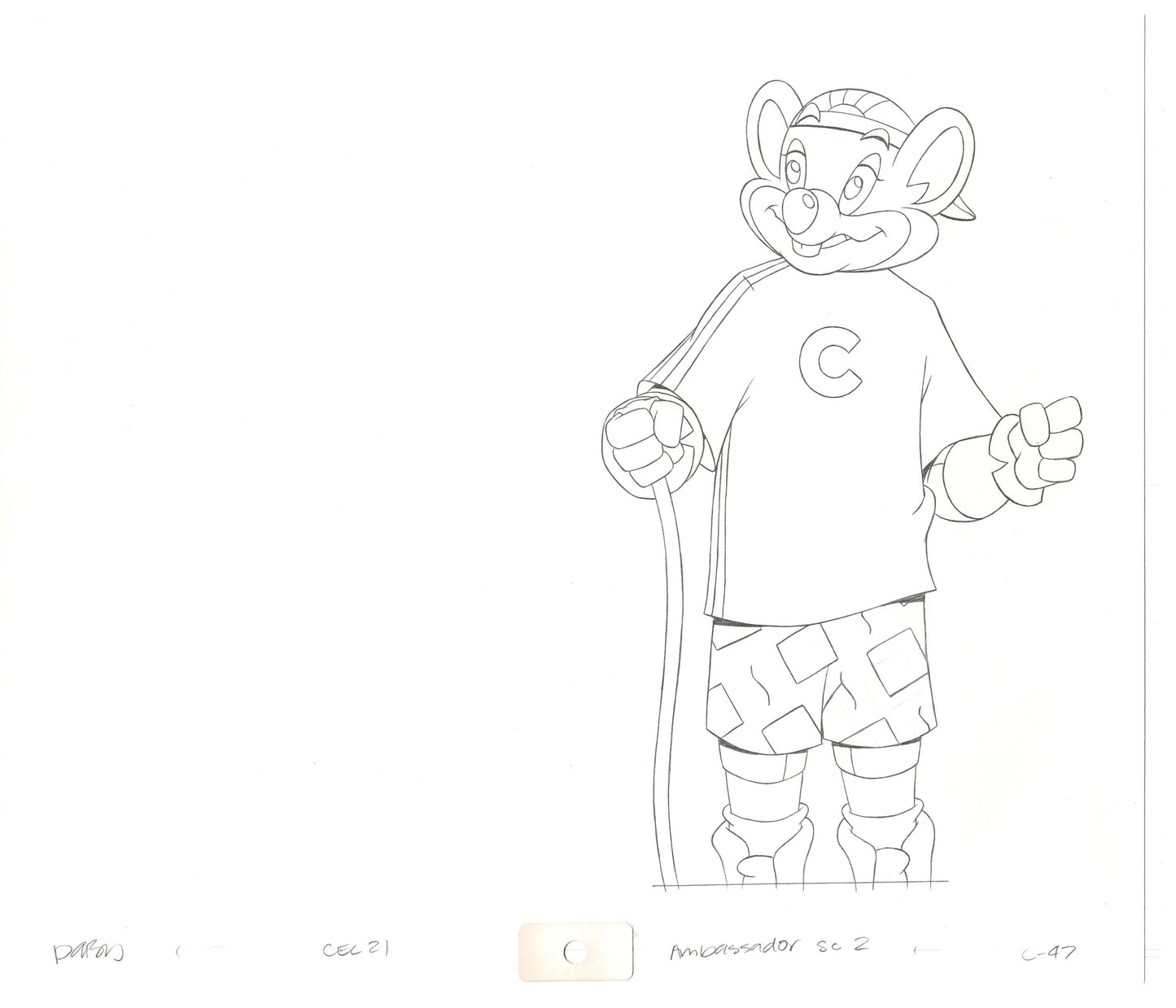 Chuck E Cheese Pizza Commercial Production Animation Cel Drawing 2005 AMC-24