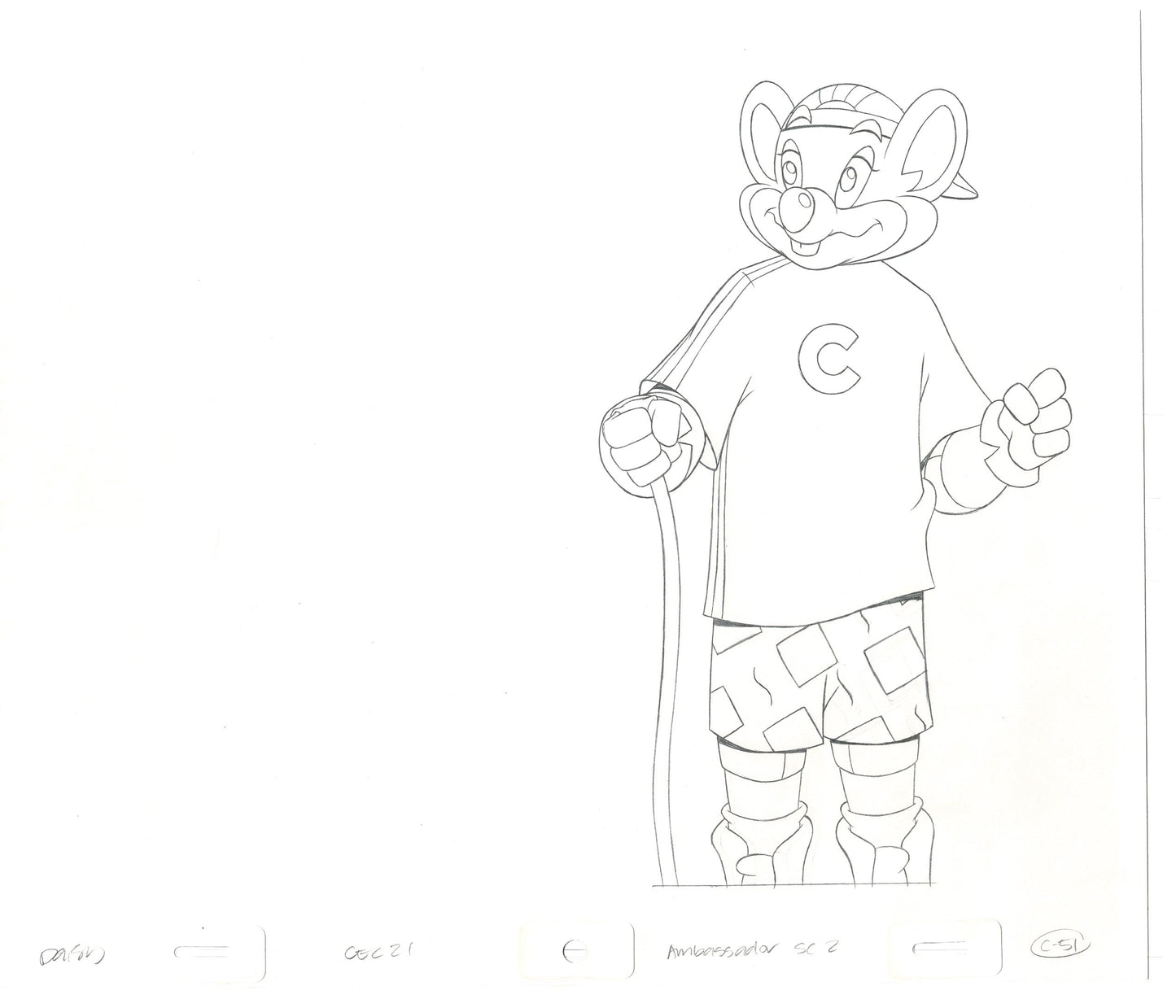 Chuck E Cheese Pizza Commercial Production Animation Cel Drawing 2005 AMC-26