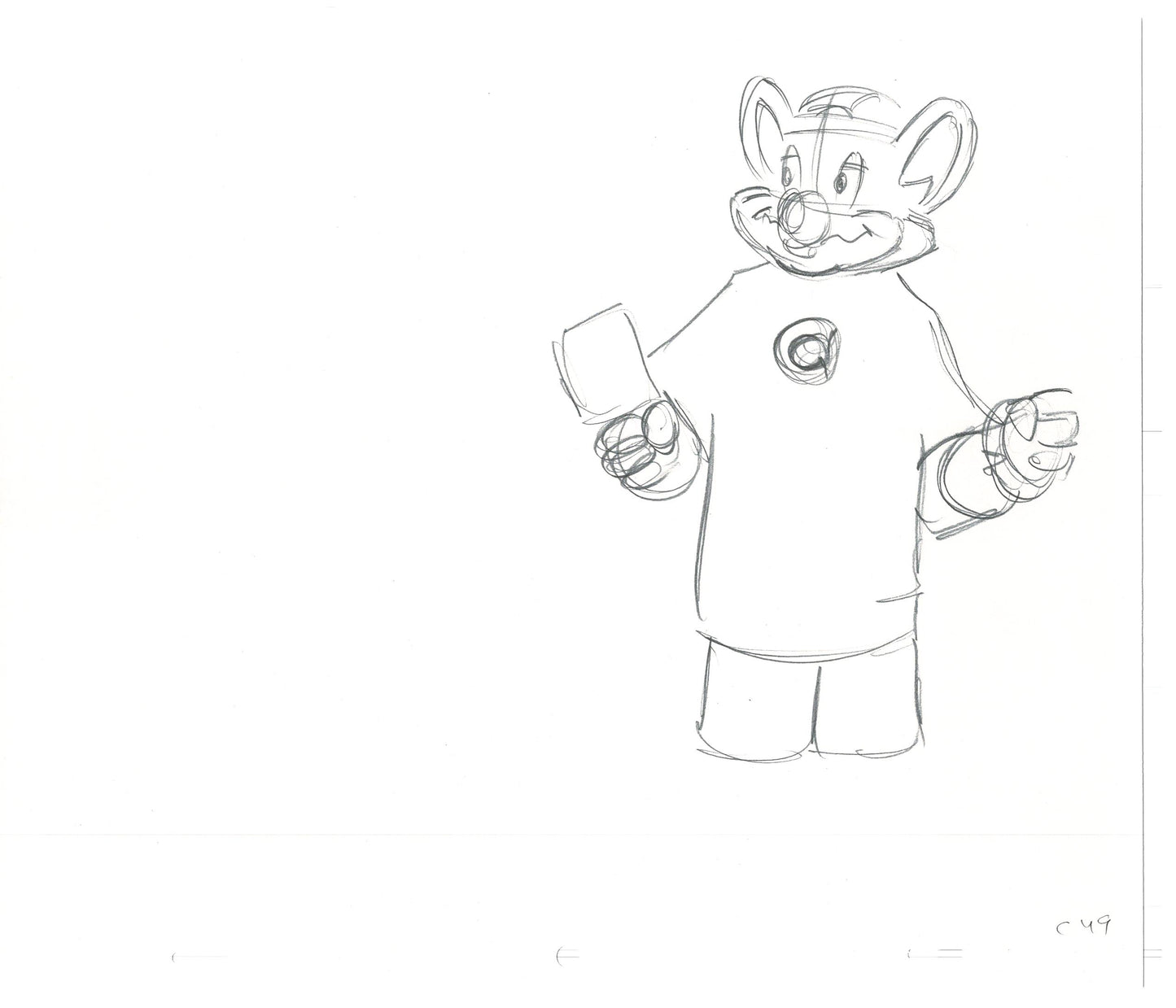 Chuck E Cheese Pizza Commercial Production Animation Cel Drawing 2005 AMR-02