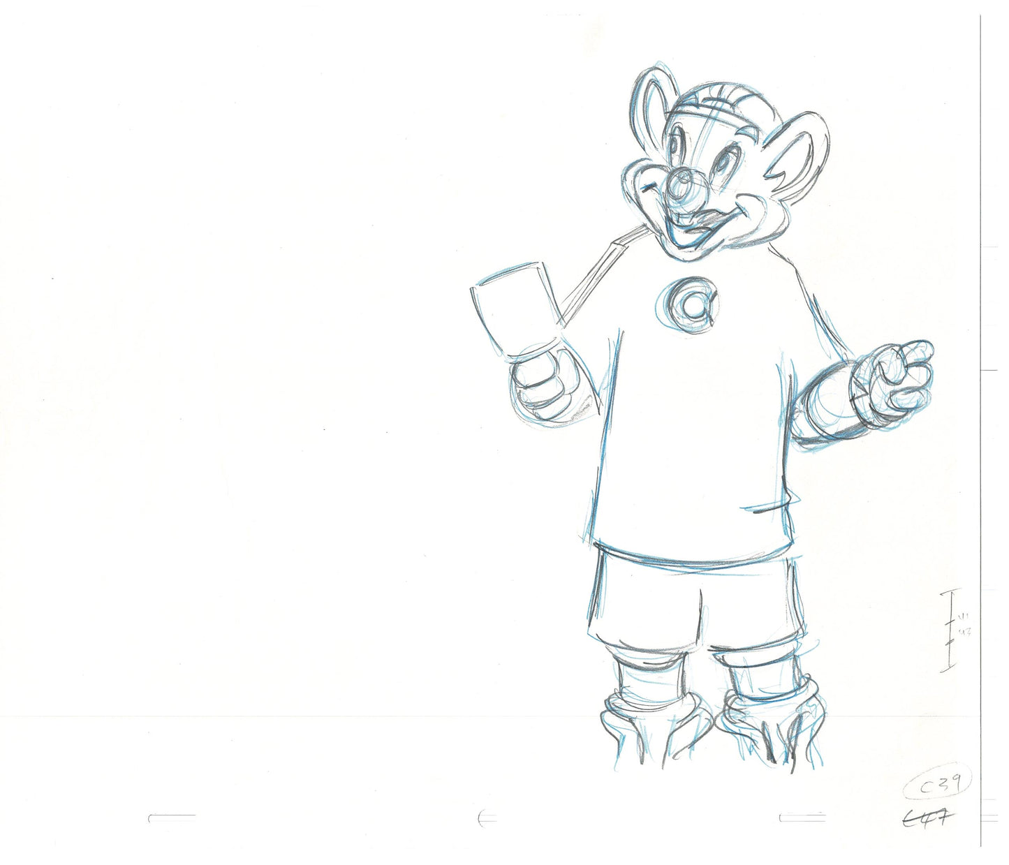 Chuck E Cheese Pizza Commercial Production Animation Cel Drawing 2005 AMR-07