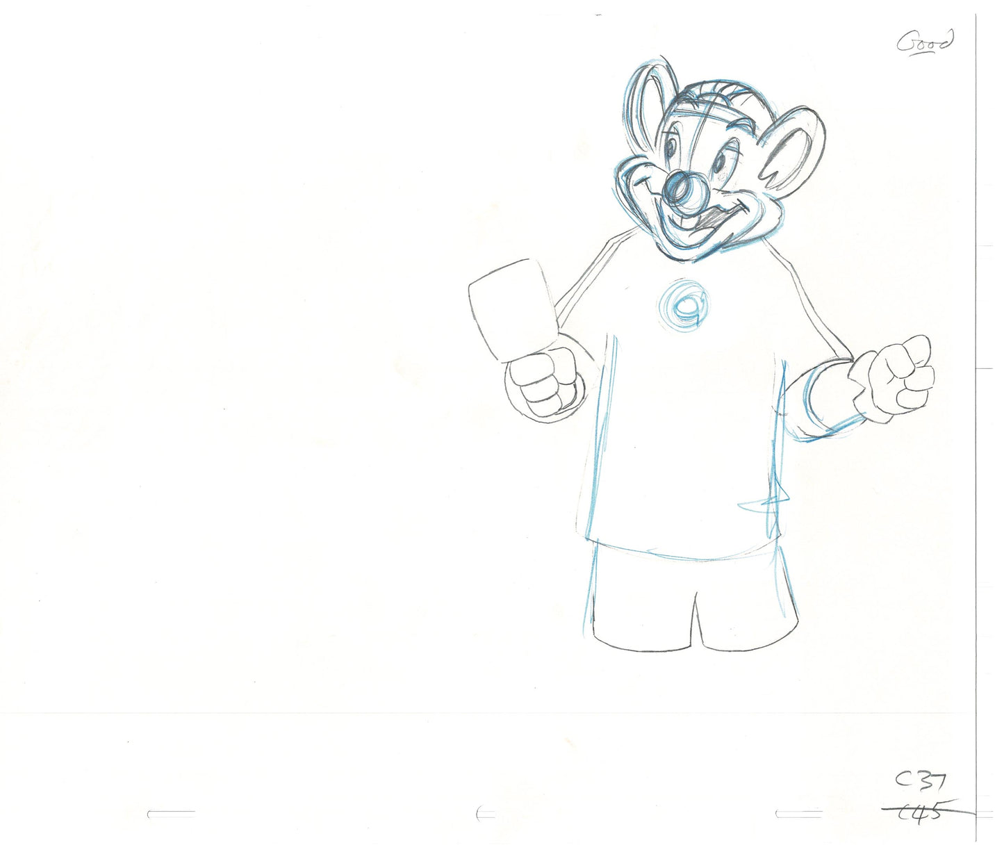 Chuck E Cheese Pizza Commercial Production Animation Cel Drawing 2005 AMR-08