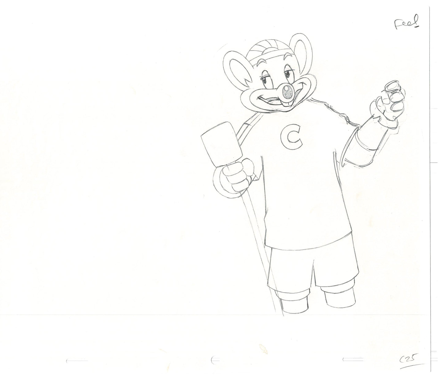 Chuck E Cheese Pizza Commercial Production Animation Cel Drawing 2005 AMR-14