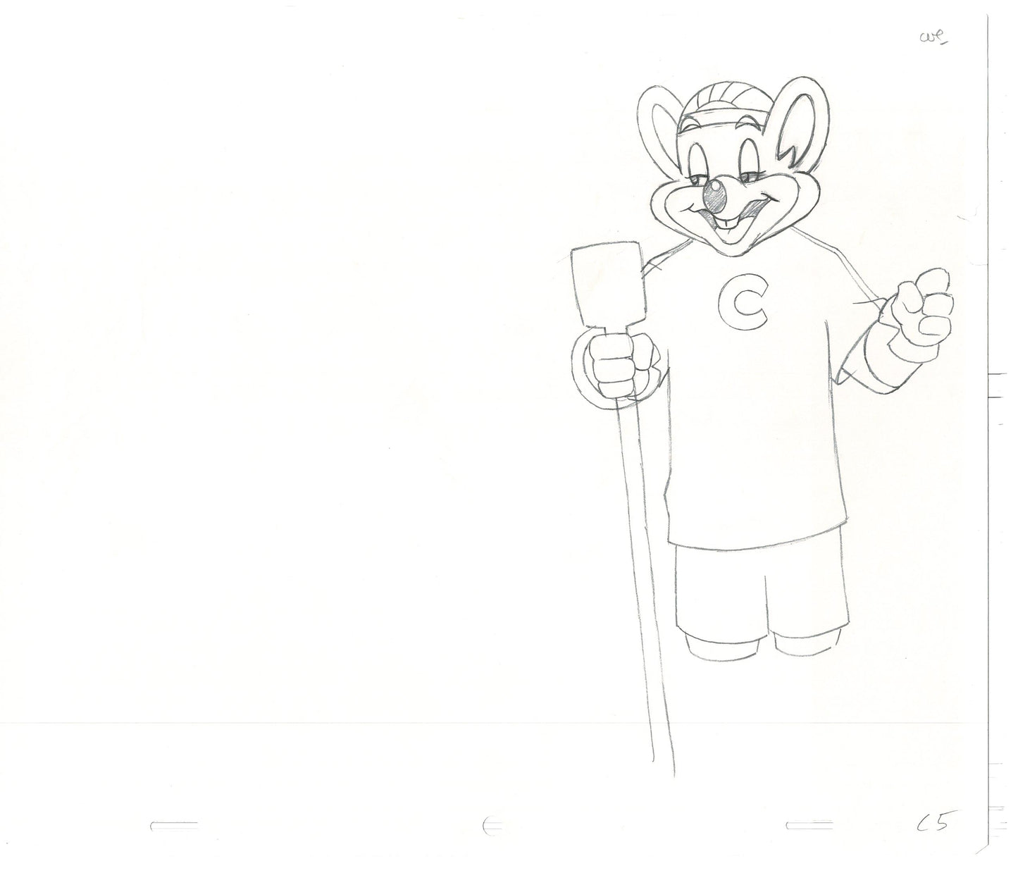 Chuck E Cheese Pizza Commercial Production Animation Cel Drawing 2005 AMR-24