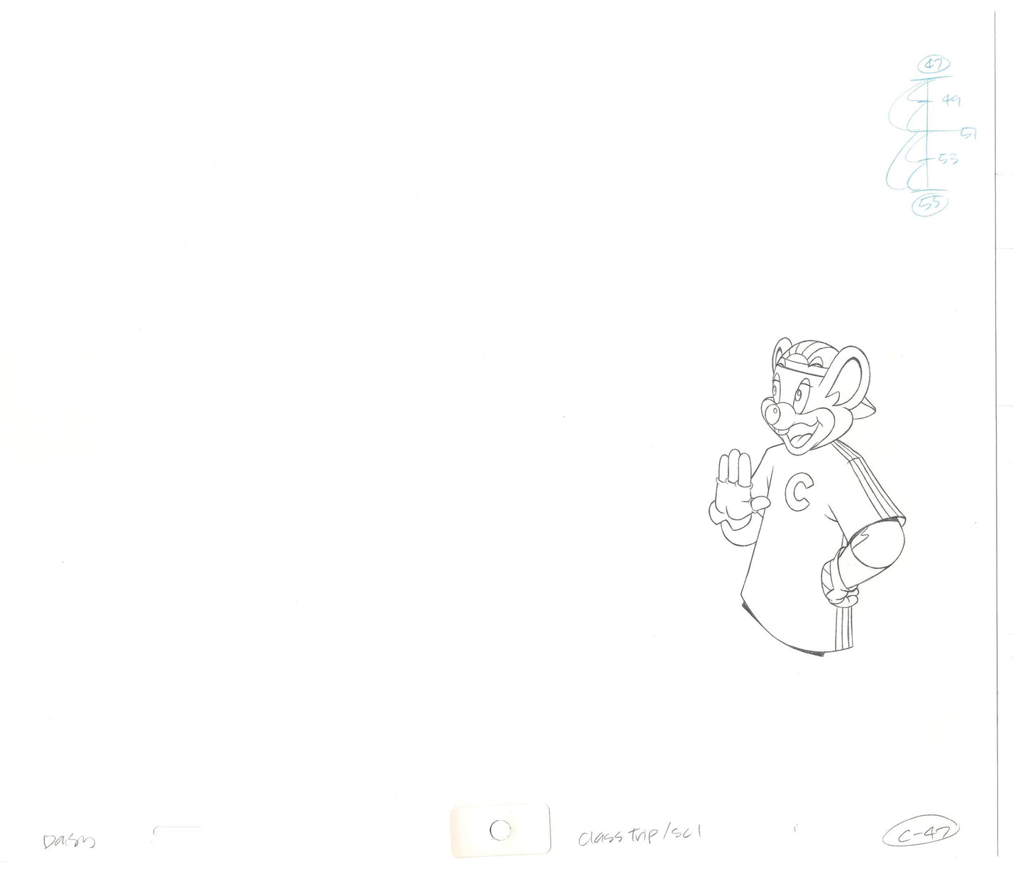 Chuck E Cheese Pizza Commercial Production Animation Cel Drawing 2005 CTC-08