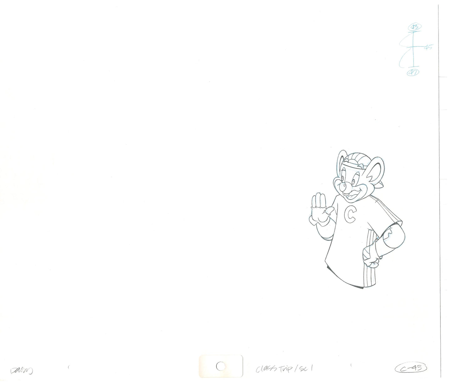 Chuck E Cheese Pizza Commercial Production Animation Cel Drawing 2005 CTC-10