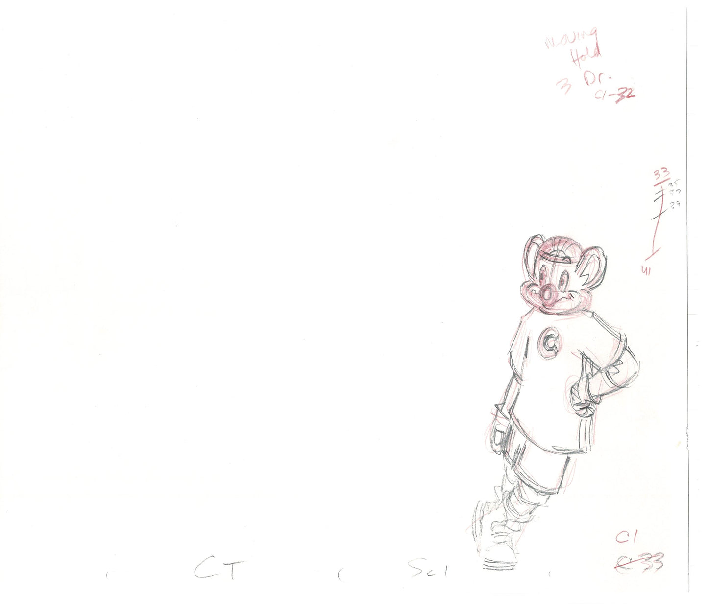 Chuck E Cheese Pizza Commercial Production Animation Cel Drawing 2005 CTR-17