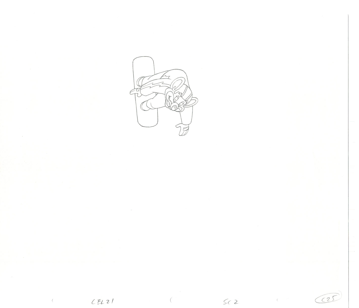 Chuck E Cheese Pizza Commercial Production Animation Cel Drawing 2005 WD-1