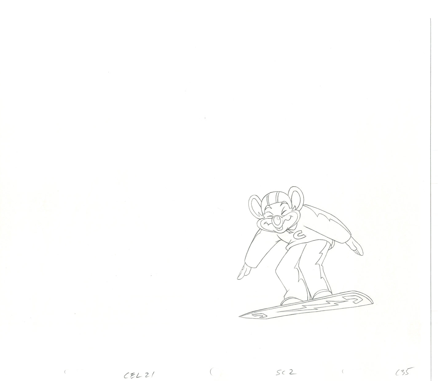 Chuck E Cheese Pizza Commercial Production Animation Cel Drawing 2005 WD-6