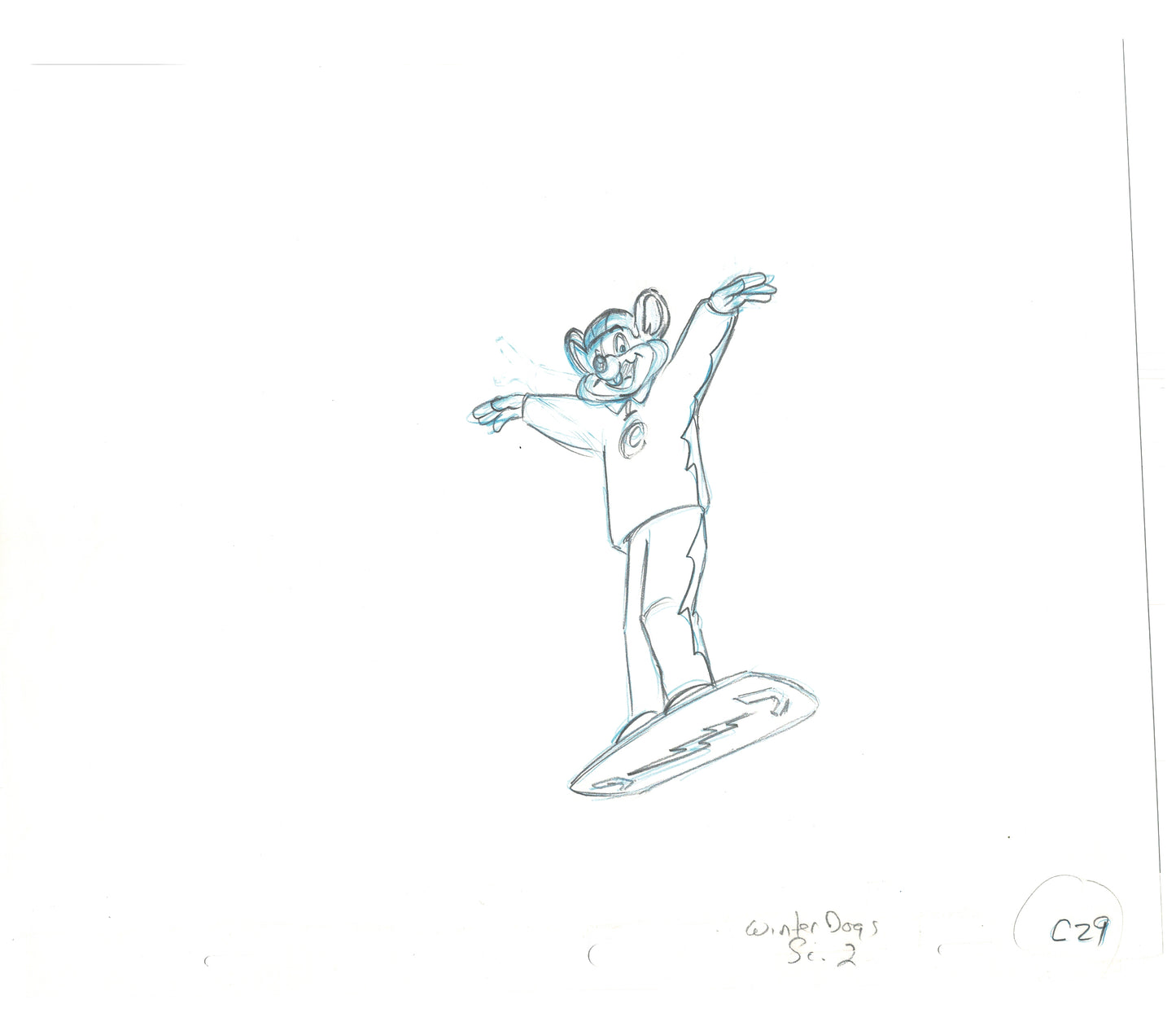 Chuck E Cheese Pizza Commercial Production Animation Cel Drawing 2005 WDR-7