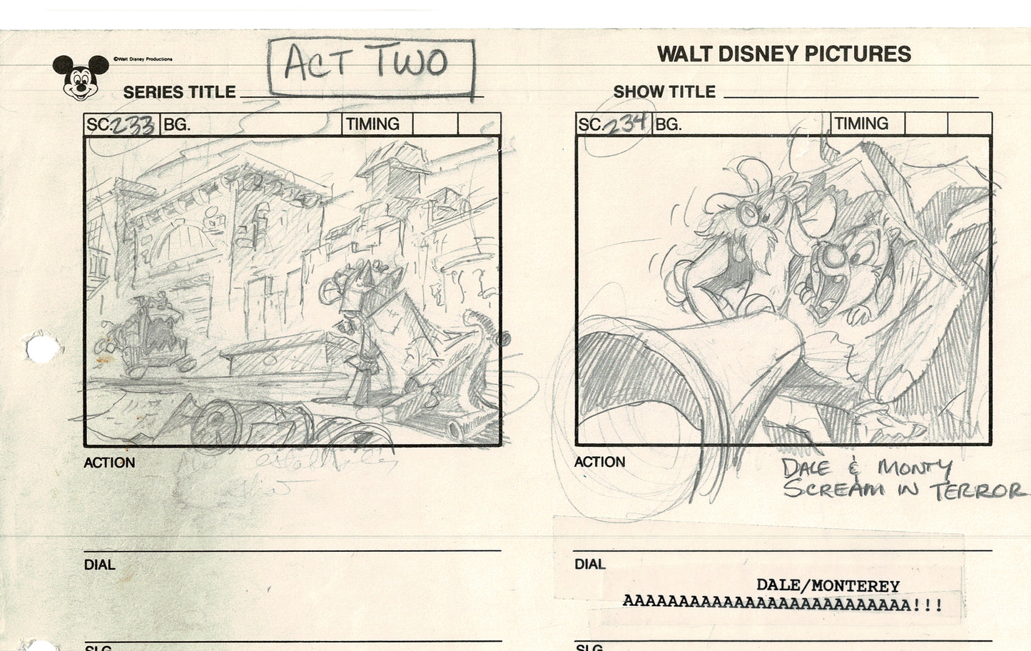 Chip n Dale Rescue Rangers Original Production Animation Storyboard Walt Disney FIRST EPISODE 1988 A14