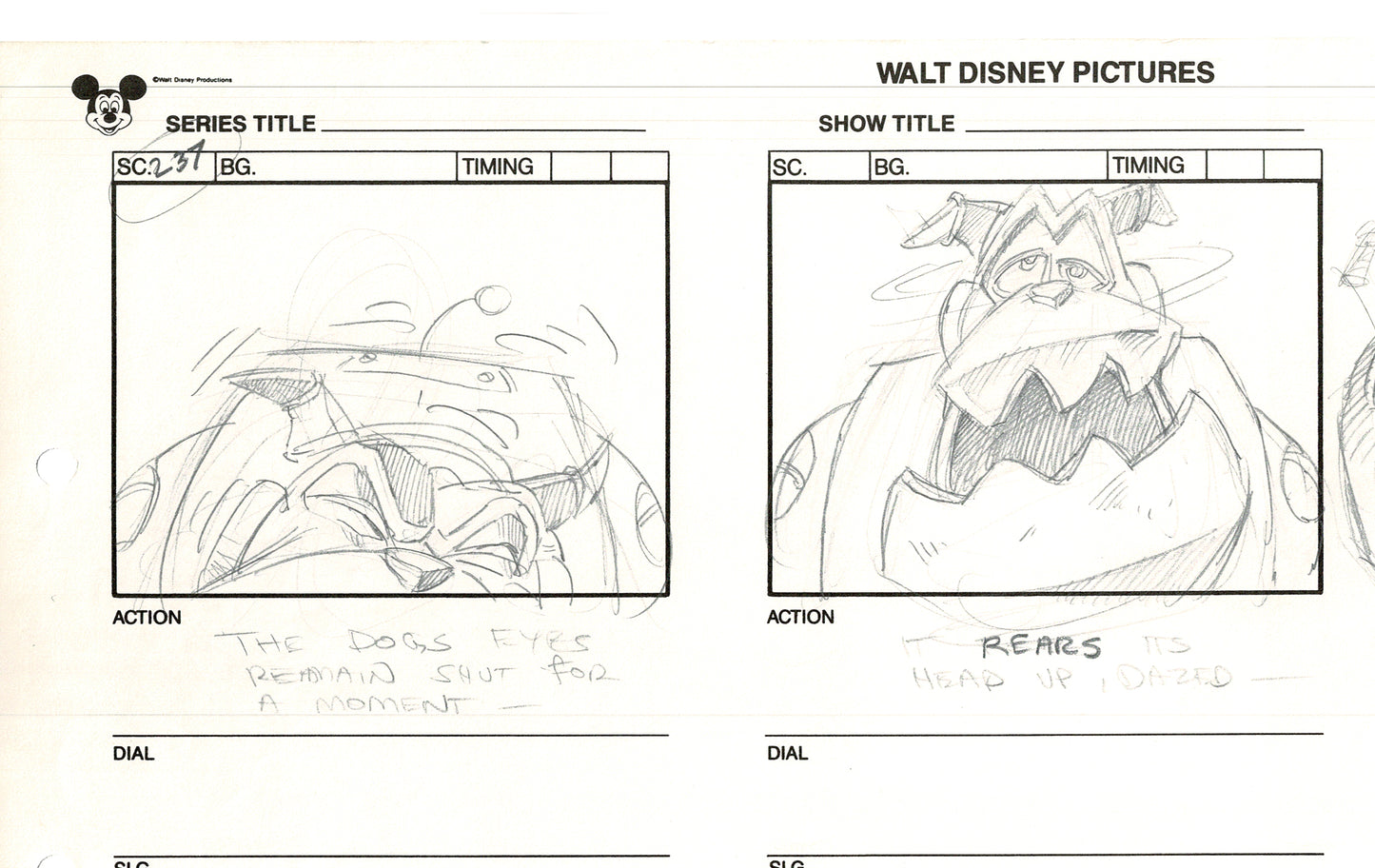 Chip n Dale Rescue Rangers Original Production Animation Storyboard Walt Disney FIRST EPISODE 1988 A16