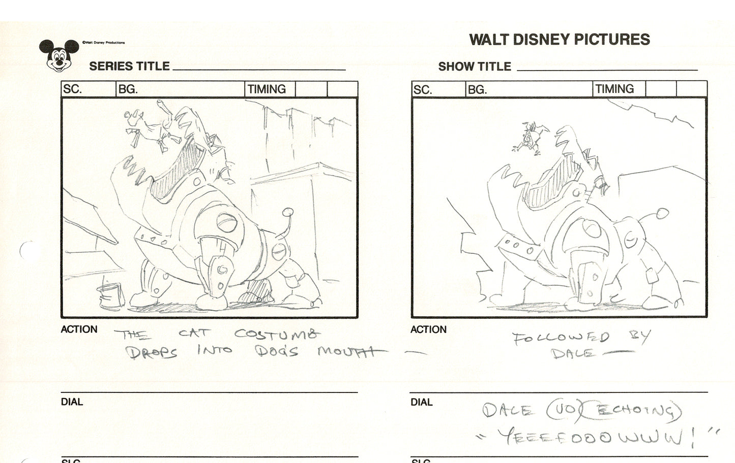 Chip n Dale Rescue Rangers Original Production Animation Storyboard Walt Disney FIRST EPISODE 1988 A36