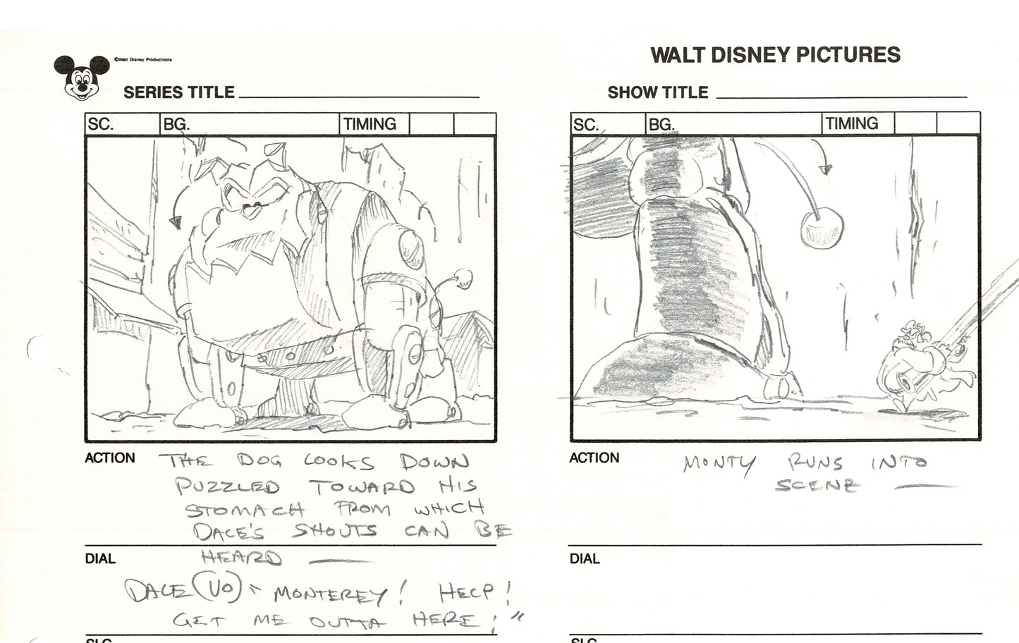 Chip n Dale Rescue Rangers Original Production Animation Storyboard Walt Disney FIRST EPISODE 1988 A38