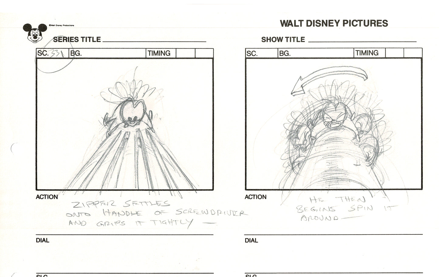 Chip n Dale Rescue Rangers Original Production Animation Storyboard Walt Disney FIRST EPISODE 1988 A46