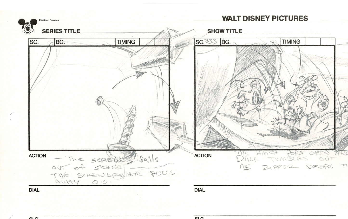 Chip n Dale Rescue Rangers Original Production Animation Storyboard Walt Disney FIRST EPISODE 1988 A47