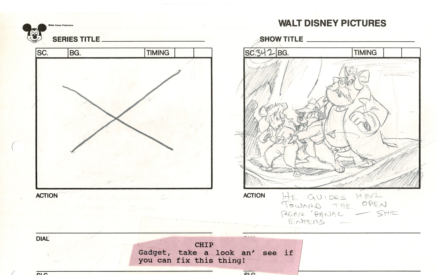 Chip n Dale Rescue Rangers Original Production Animation Storyboard Walt Disney FIRST EPISODE 1988 A50