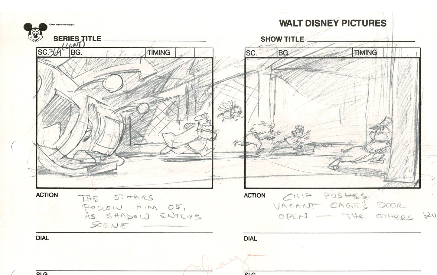 Chip n Dale Rescue Rangers Original Production Animation Storyboard Walt Disney FIRST EPISODE 1988 A67