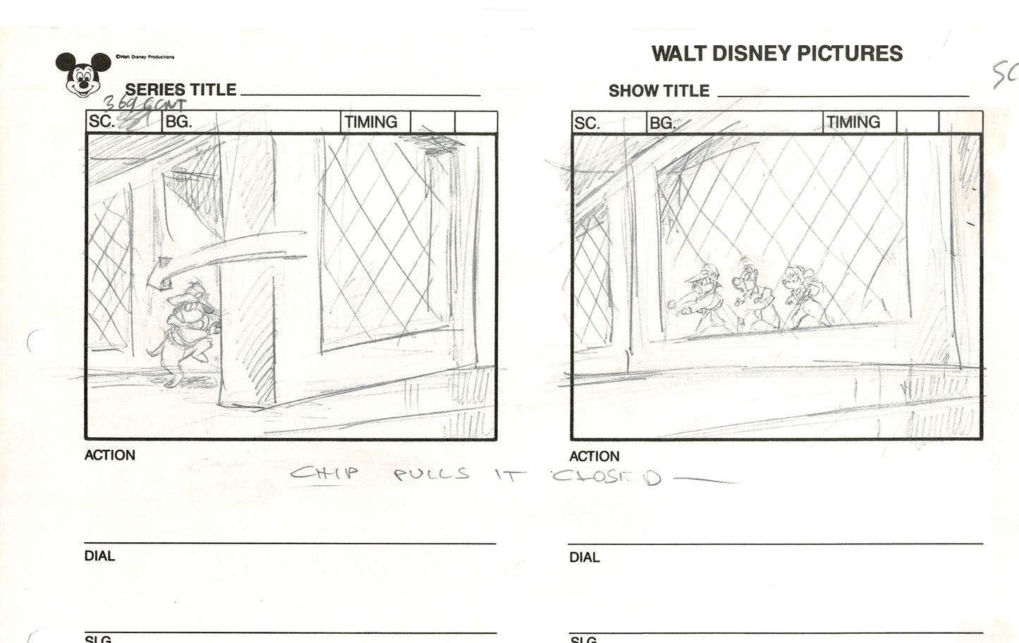 Chip n Dale Rescue Rangers Original Production Animation Storyboard Walt Disney FIRST EPISODE 1988 A68