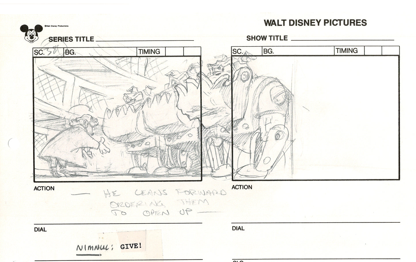 Chip n Dale Rescue Rangers Original Production Animation Storyboard Walt Disney FIRST EPISODE 1988 A72