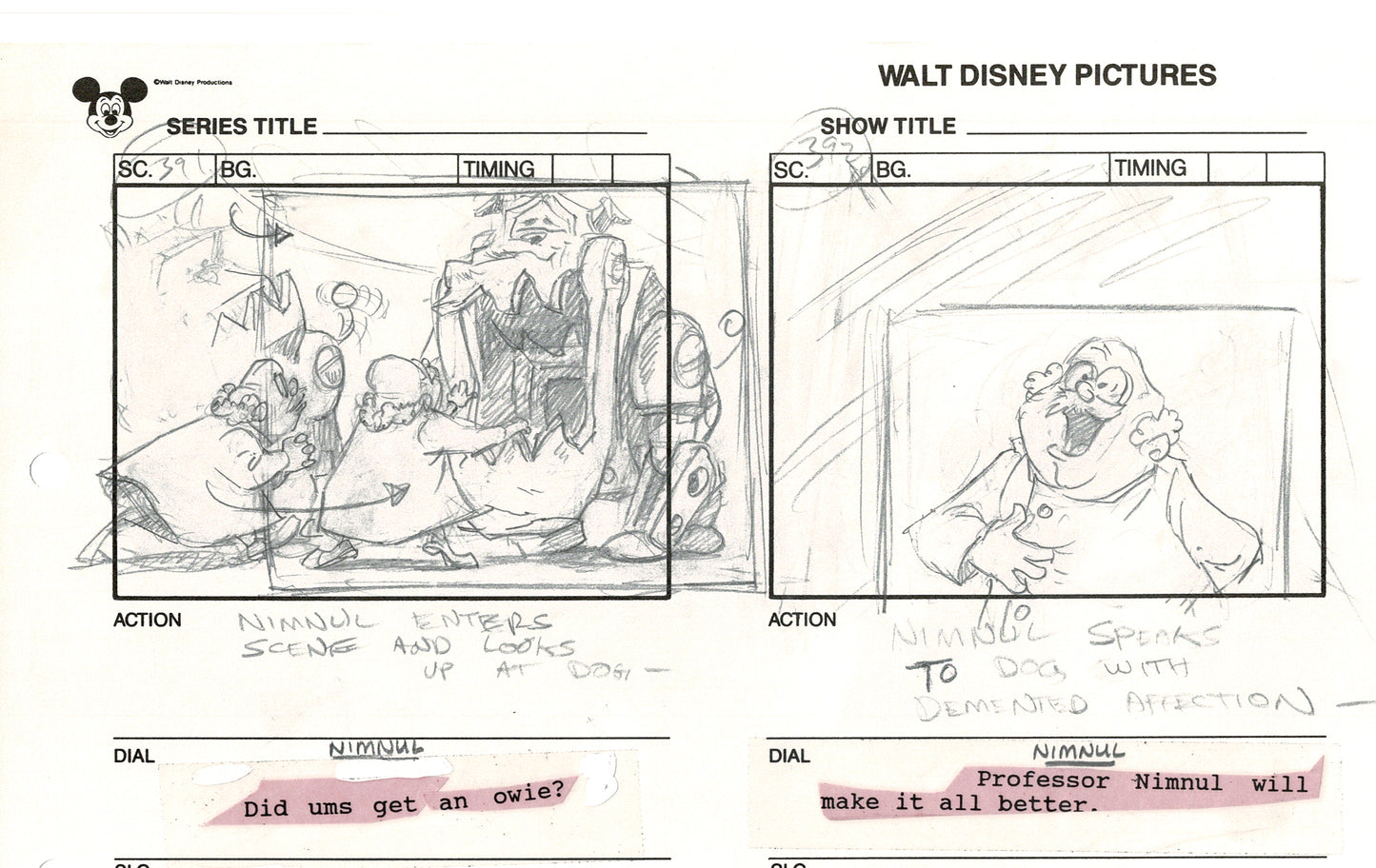 Chip n Dale Rescue Rangers Original Production Animation Storyboard Walt Disney FIRST EPISODE 1988 A80