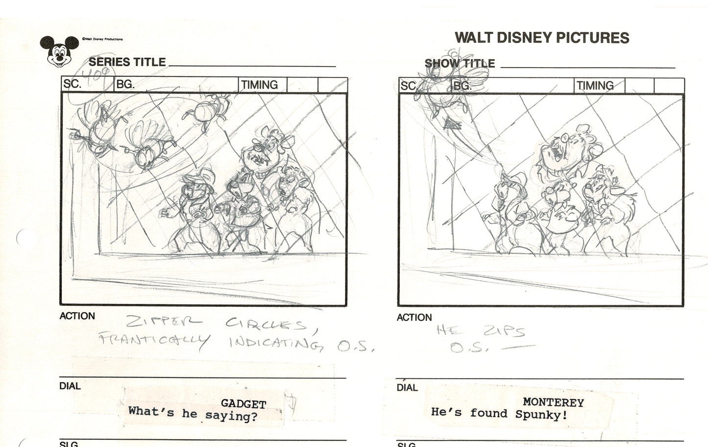 Chip n Dale Rescue Rangers Original Production Animation Storyboard Walt Disney FIRST EPISODE 1988 A89