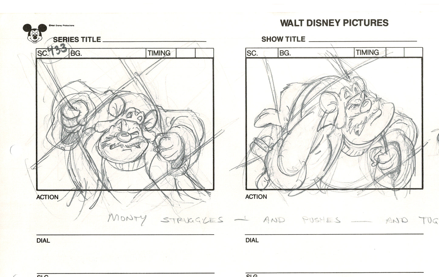 Chip n Dale Rescue Rangers Original Production Animation Storyboard Walt Disney FIRST EPISODE 1988 A92