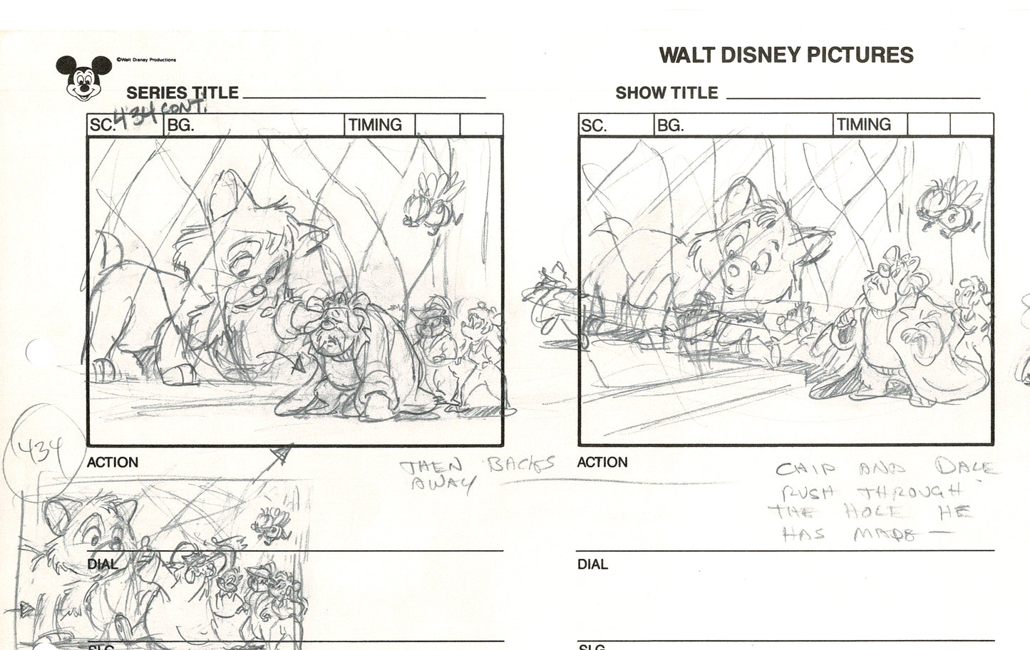 Chip n Dale Rescue Rangers Original Production Animation Storyboard Walt Disney FIRST EPISODE 1988 A93