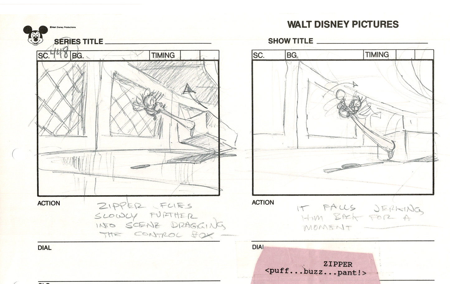 Chip n Dale Rescue Rangers Original Production Animation Storyboard Walt Disney FIRST EPISODE 1988 A103