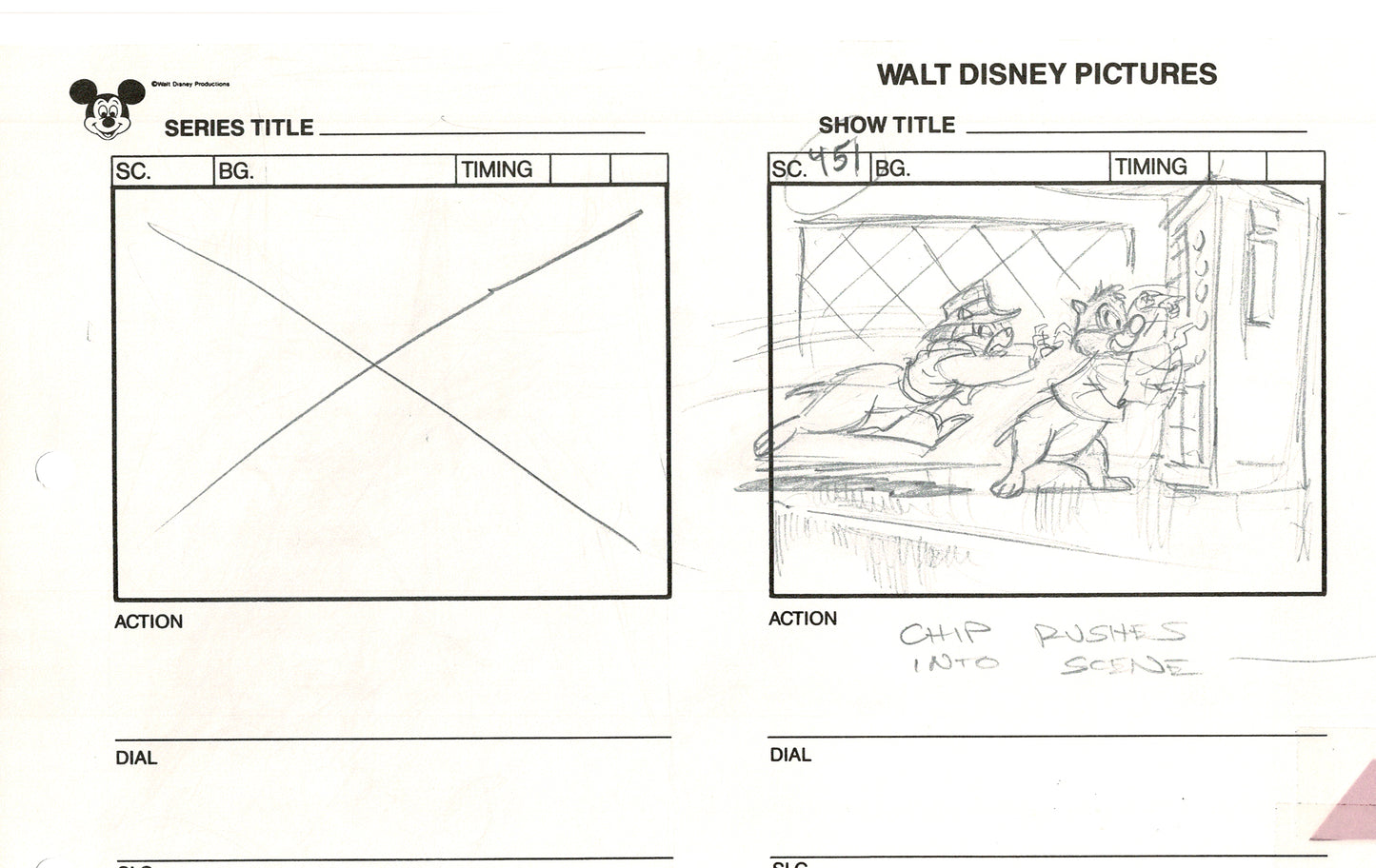 Chip n Dale Rescue Rangers Original Production Animation Storyboard Walt Disney FIRST EPISODE 1988 A105