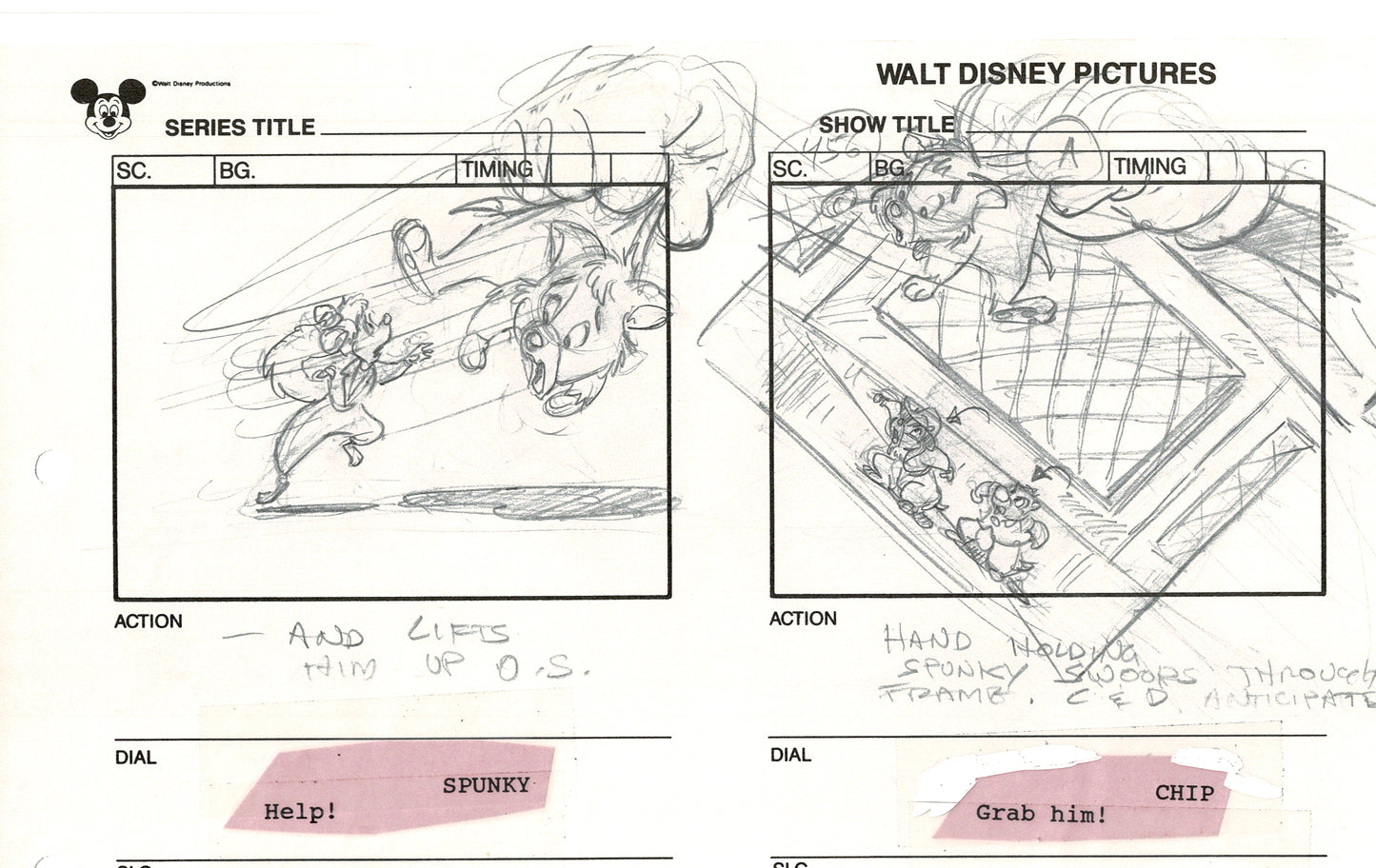 Chip n Dale Rescue Rangers Original Production Animation Storyboard Walt Disney FIRST EPISODE 1988 A109