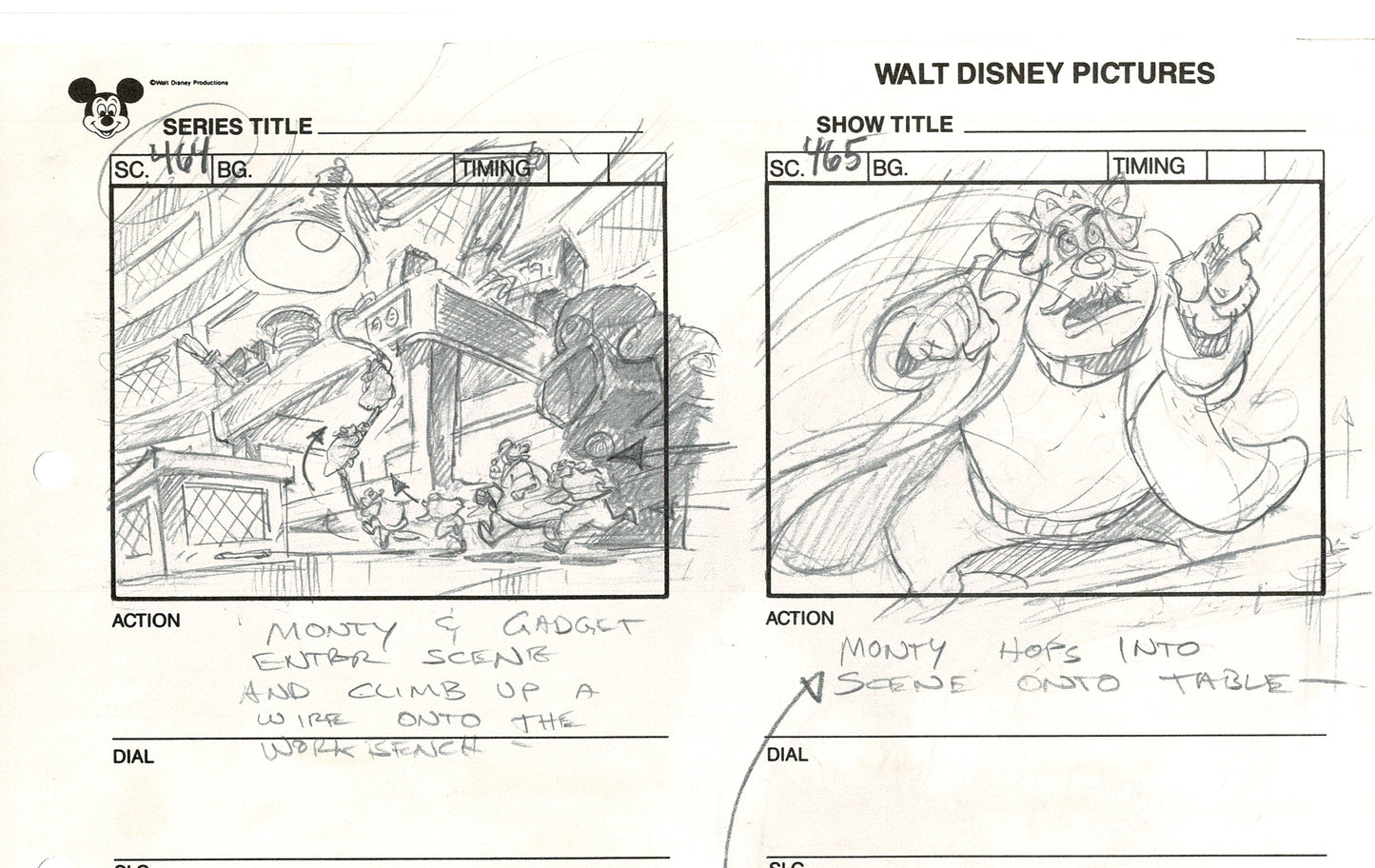 Chip n Dale Rescue Rangers Original Production Animation Storyboard Walt Disney FIRST EPISODE 1988 A117